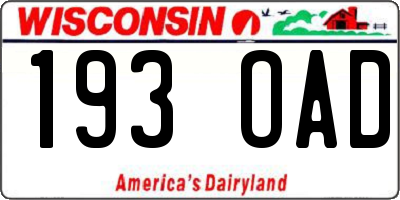 WI license plate 193OAD