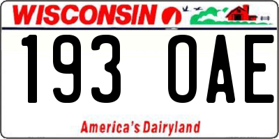 WI license plate 193OAE