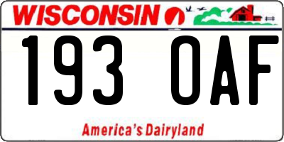 WI license plate 193OAF