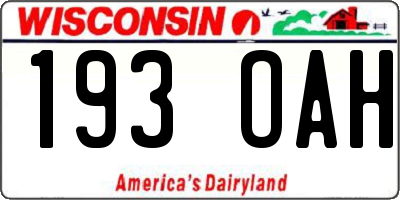 WI license plate 193OAH