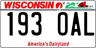 WI license plate 193OAL