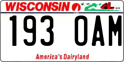 WI license plate 193OAM