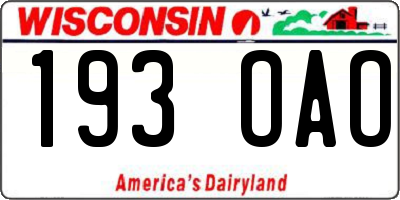 WI license plate 193OAO