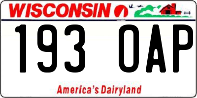 WI license plate 193OAP