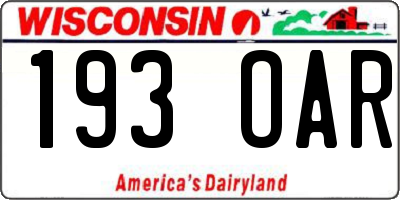 WI license plate 193OAR
