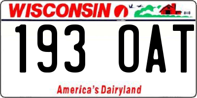 WI license plate 193OAT