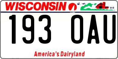 WI license plate 193OAU