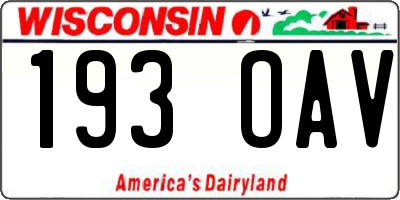 WI license plate 193OAV