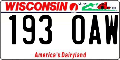 WI license plate 193OAW