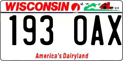 WI license plate 193OAX