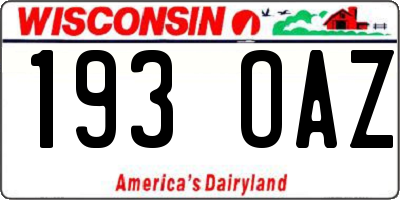 WI license plate 193OAZ