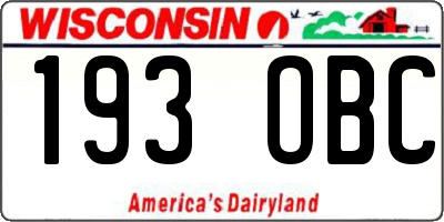 WI license plate 193OBC