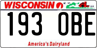 WI license plate 193OBE