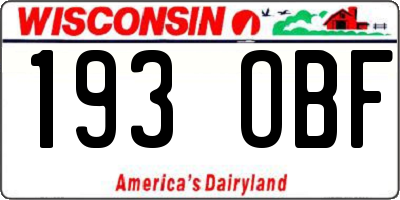 WI license plate 193OBF