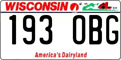 WI license plate 193OBG