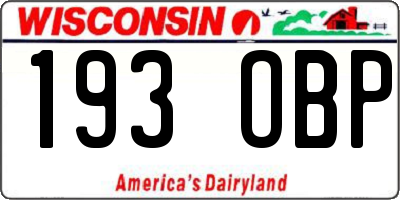 WI license plate 193OBP