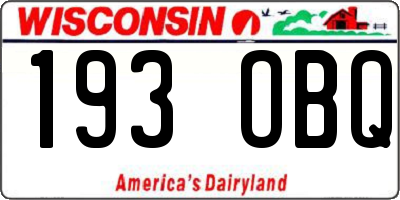 WI license plate 193OBQ