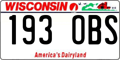 WI license plate 193OBS