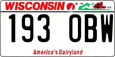 WI license plate 193OBW