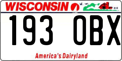 WI license plate 193OBX
