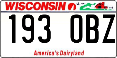 WI license plate 193OBZ