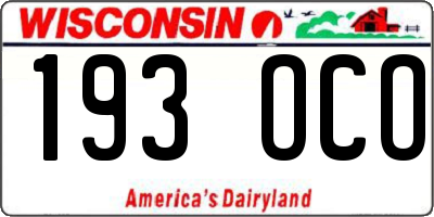WI license plate 193OCO