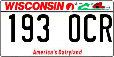WI license plate 193OCR
