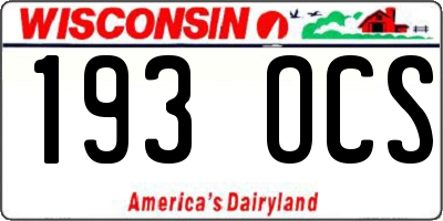 WI license plate 193OCS