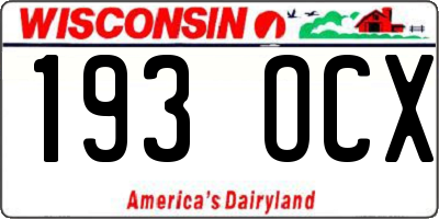 WI license plate 193OCX