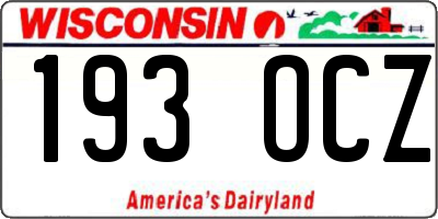 WI license plate 193OCZ