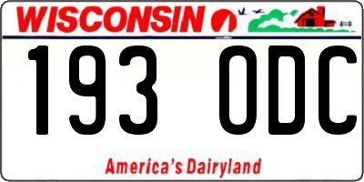 WI license plate 193ODC