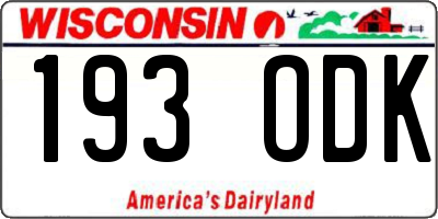 WI license plate 193ODK