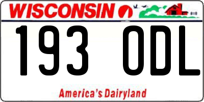 WI license plate 193ODL