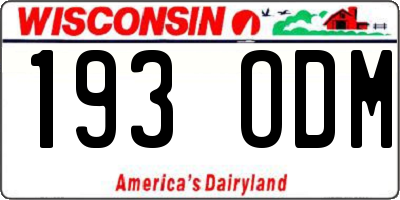 WI license plate 193ODM