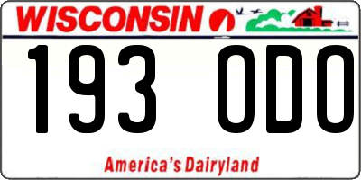 WI license plate 193ODO