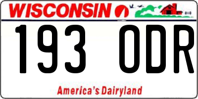 WI license plate 193ODR