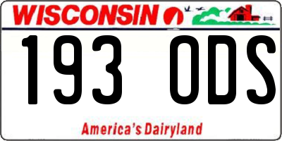 WI license plate 193ODS