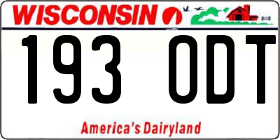 WI license plate 193ODT