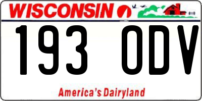 WI license plate 193ODV