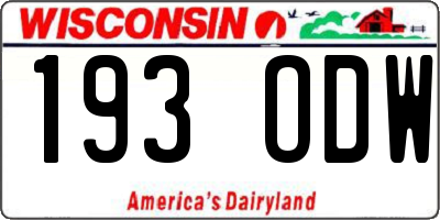 WI license plate 193ODW
