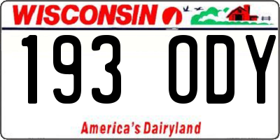 WI license plate 193ODY