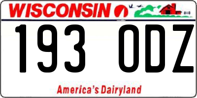 WI license plate 193ODZ