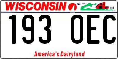 WI license plate 193OEC