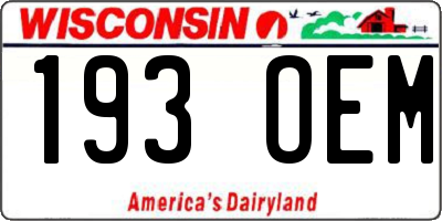 WI license plate 193OEM