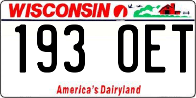 WI license plate 193OET