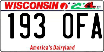 WI license plate 193OFA
