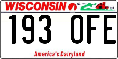 WI license plate 193OFE