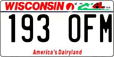 WI license plate 193OFM