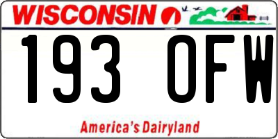 WI license plate 193OFW