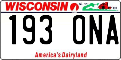 WI license plate 193ONA